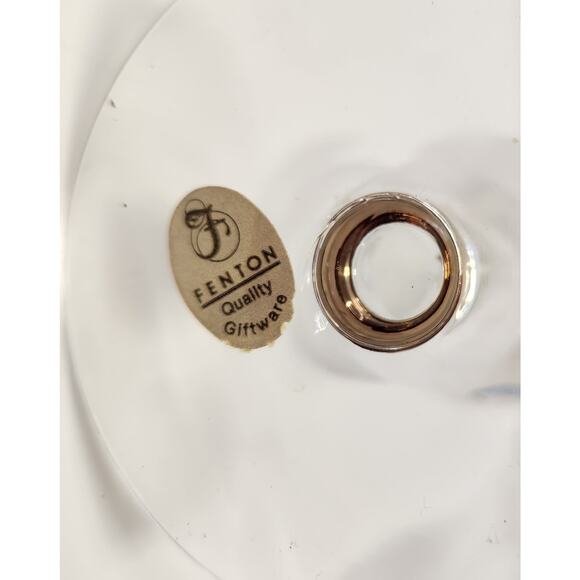 Fenton Glass Bud Vases – 10" Clear Floral Gold Trim – Vintage Pair - Picture 9 of 10